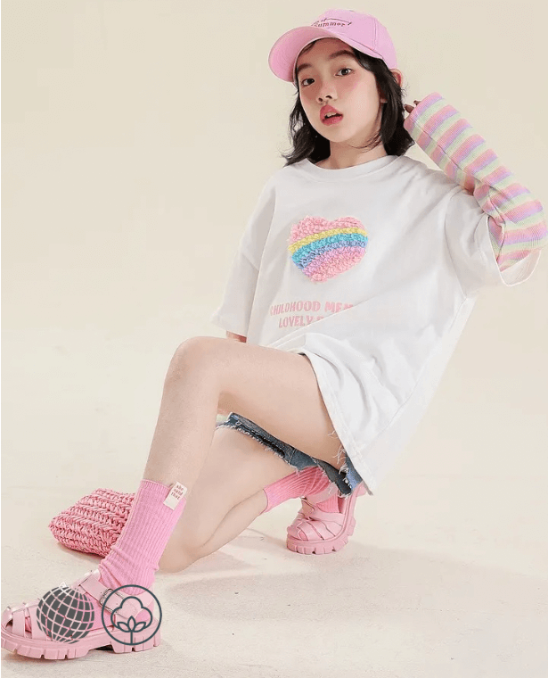 Two-piece Patchwork T-Shirt Children's Round O-neck crewneck Rainbow Clothing Spring Long Sleeve Casual T-shirts for Kids False Girl Undershirt in trending Pink White Tees Tops