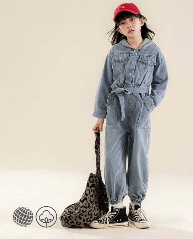 Overalls Jumpsuit  School Girls Blue Denim for Kids Toddlers Spring Trending Cool Teenagers Playsuits 10 12 13 Years Children's Teens Child’s Jumpsuits Clothes