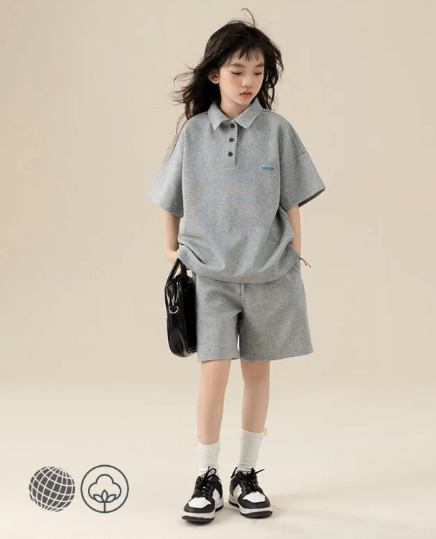 2-Piece Top + Shorts Set  Girls 7 8 10 Years Summer Clothes Child’s Teenage Children’s Tracksuit Casual Fashion T-shirts Shorts trending Two Pieces Kids Outfits in Gray grey