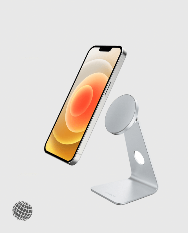 iPhone Magnetic Holder Stand For 13/12 Apple Models 13/12 Pro Max/13 Pro Max/12/12Pro/13 Pro/12 Mini Desktop Smartphone Holder Stands Office Supplies in trending silver