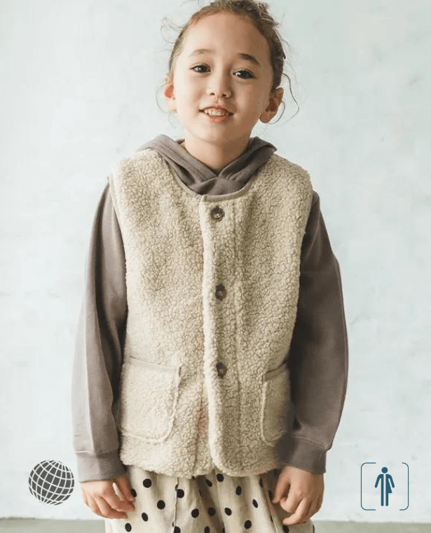 Kids Sherpa Vest  Unisex Children's Fleece Buttons Coats With Pockets Winter Boys And Girls Casual Warm Sleeveless Jackets Coat in trending Apricot