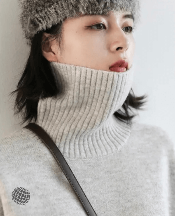 Loose Turtleneck Sweater Korean Women's Warm Solid Pullover Knitwear Basic Female Tops Plus size Autumn Winter Sweaters for trending Woman in Light Gray grey