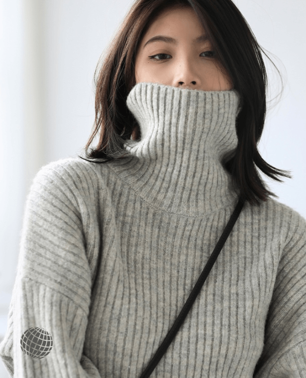 Turtleneck Sweater light gray  Women's Solid Pullover High Neck Bottomed Woman Jerseys ribbed Winter Autumn Plus size Sweaters for trending Woman in grey