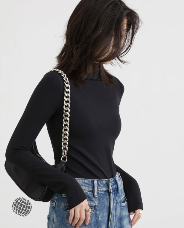Mockneck T-Shirt black  Women's Multi Color Tees Base Shirt Slim Fit Female Tops Office Ladies Clothing Spring Autumn T-Shirts for trending Woman