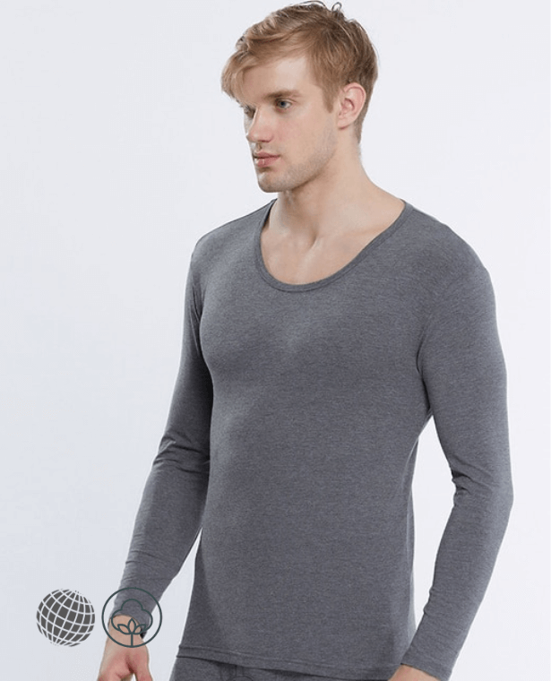 Cotton Loungewear PJ Set dark gray  Men’s Lycra Fabric Winter PJs Sleepwear Pajamas Clothes Mens Underwear Pants Suit Men Warm Thermal Long Johns Pajama Sleep Wear for trending Man In deep ash grey