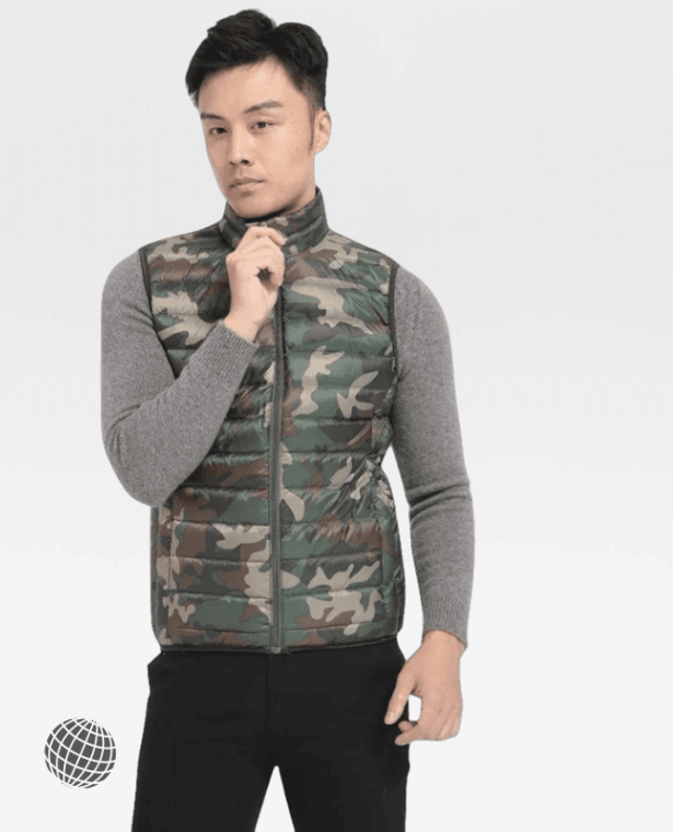 Camo Puffer Vest  Men’s Oversize Plus size 3xl 4xl White Duck Down Jacket Mens Fashion Warm Sleeveless Zip Up Vests Plus Size Coat Boys Outerwear for trending Man in Camouflage green