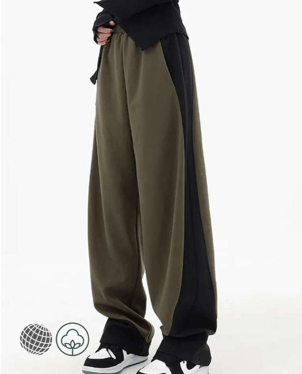 Patchwork Wide Leg Sweatpants  Women’s Streetwear Joggers Y2K Oversized Contrast Color Casual Sports Pants Harajuku Baggy womens Fitness Plus size Activewear Trousers for trending Woman in Green black