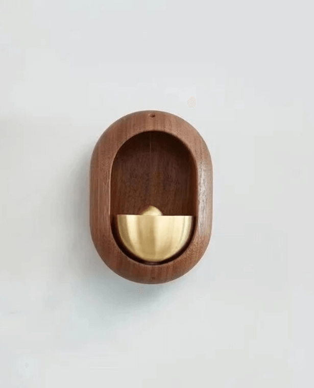 Japanese Wood Doorbell  Home Shopkeepers Door Bell Opening Pendant Wind Chimes Copper Bells trending Entrance Wooden Hanging Reminder in Dark Brown