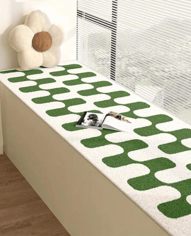 Retro Bay Window Mat green   Thickened Carpet Bedroom Bedside Bed Rug Soft Carpets For Living Room trending Fluffy Anti-slip Mats