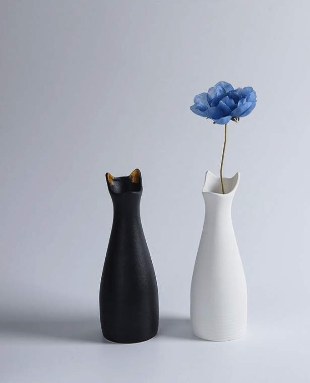 Nordic Cat Shape Vase  Light Luxury Ceramic Dried Flower Modern Living Room Home Decor Trending Creative Simplicity Hydroponic Vases in Black White Norway Scandinavia Scandinavian Norwegian Cats