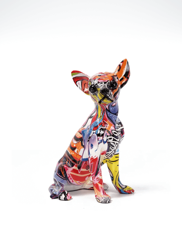 Graffiti Chihuahua Dog Sculpture   Mexican Animal Statue Cute Dogs Resin Crafts Figurine Living Room Mexico Pets Kawaii Decoration For trending Home