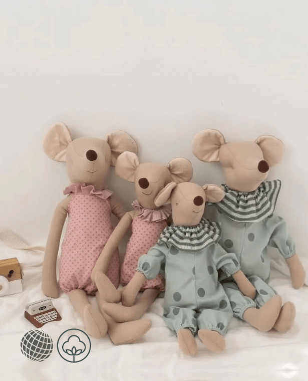 Plush Doll in Cotton-Linen   Cotton And Linen Danish Rat Dolls Gift Cute Baby Mouse Lovely Rats With Clothes Plushie Stuffed animals Kids Birthday trending Child’s Gifts in Pink Green