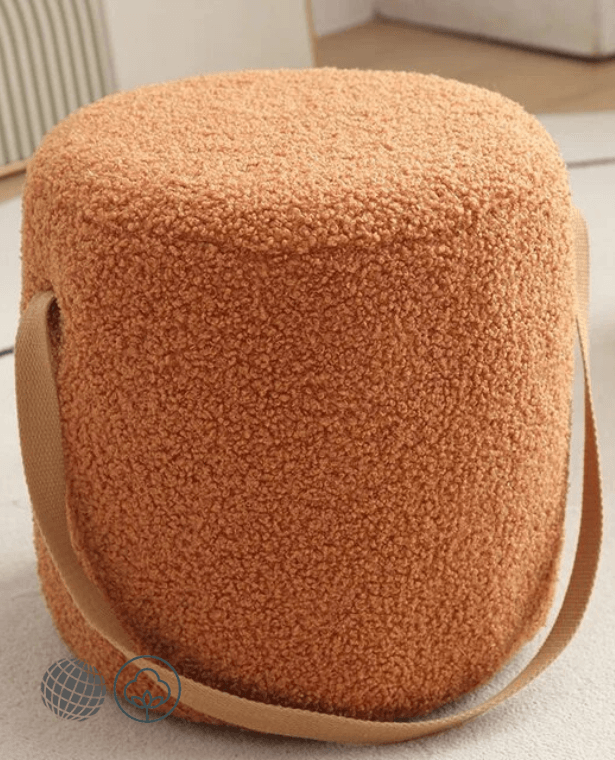 Japanese Sherpa Stool  Wooden Portable Round Living Room Tea Table Chair Nordic Makeup Creative Shoe Changing Stools Japan Home Furnishing Poufe Norway Scandinavia Scandinavian Norwegian Pouffe Furniture in trending orange