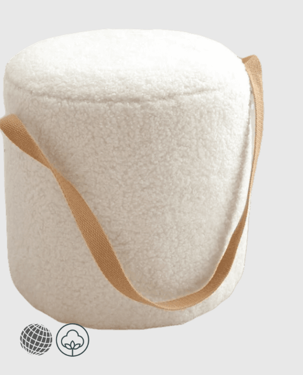 Japanese Sherpa Stool white  Wooden Portable Round Living Room Tea Table Chair Nordic Makeup Creative Shoe Changing Stools Japan Home Furnishing Poufe Norway Scandinavia Scandinavian Norwegian trending Pouffe Furniture