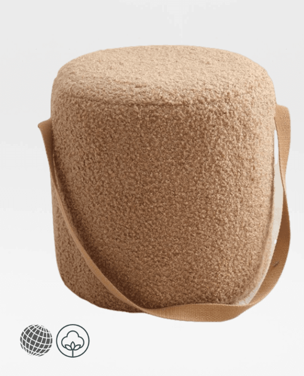 Japanese Sherpa Stool khaki  Wooden Portable Round Living Room Tea Table Chair Nordic Makeup Creative Shoe Changing Stools Japan Home Furnishing Poufe Norway Scandinavia Scandinavian Norwegian trending Pouffe Furniture in beige tan brown