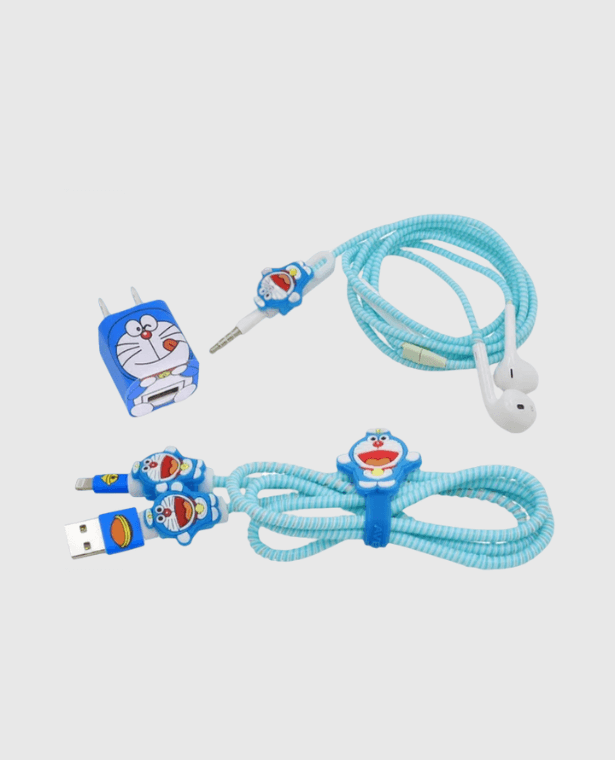 USB Cable Protector For iPhone  Cute Animal For Apple iPhone 5/6/6s/7/8 Earphone Charger Wire Holder Cable Organizer winder protection chargers in light sky blue trending Doraemon