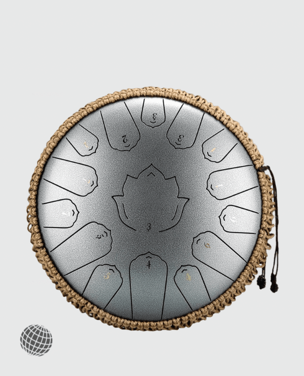 Glucophone Steel Tongue Drum  15 Notes 13 Inch C Tone Music Ethereal Drums Percussion Musical Instrument trending in silver