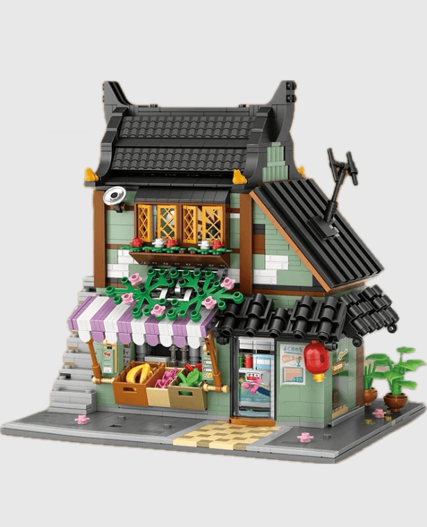 Japanese Ramen Restaurant Building Block Sets City Street View Retro Fruit Stall trending Japan Bricks Souvenir Birthday Toys Kids Gifts