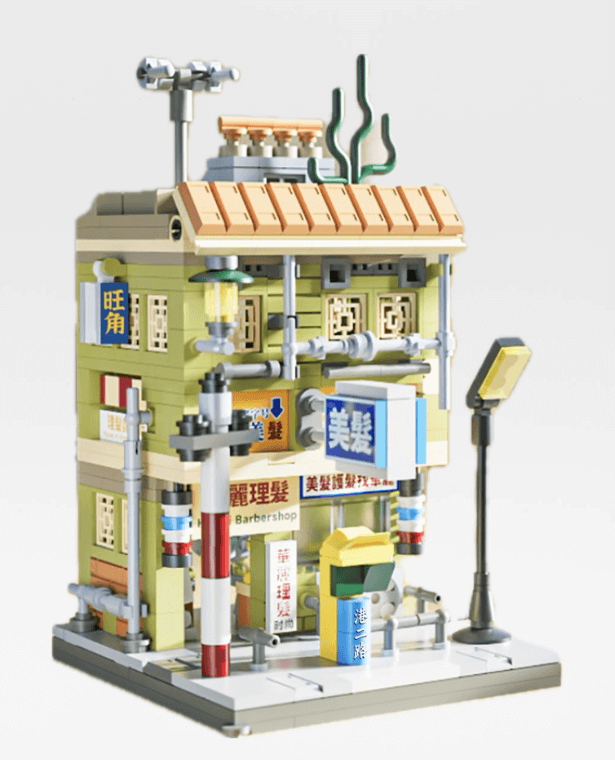 Retro Barber Shop  Japanese Street View Building Blocks City Building Hardware Convenience Store Splicing Toys Trending Japan Crafts Decorative Ornaments Gifts