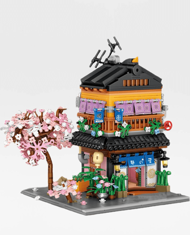 Japanese Ramen Restaurant Fruit Stall 1134-Piece Building Block Mini Sets City Street View Retro Bricks Birthday Japan Souvenir Crafts Toys Kids Gifts