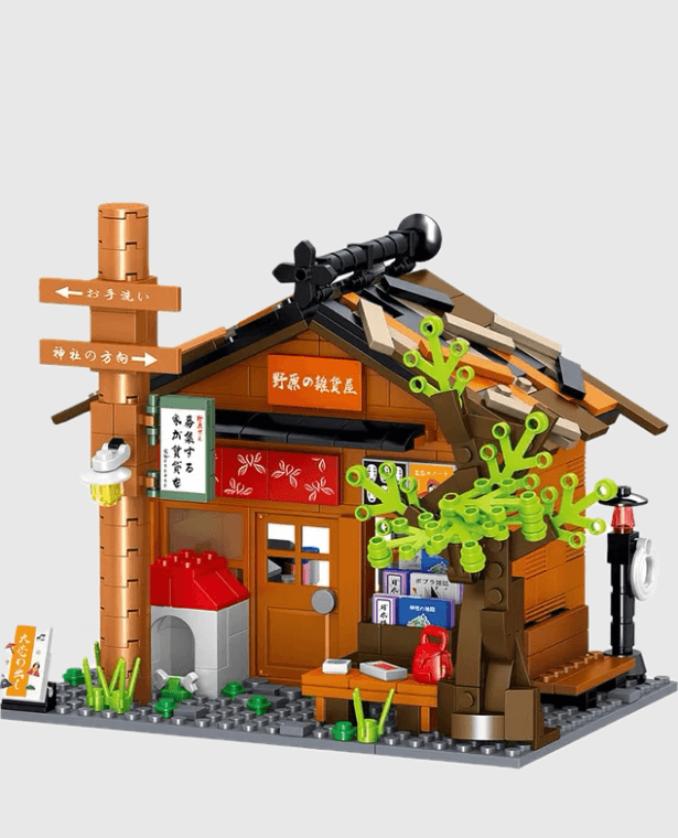 Mini Japanese Grocery House 530-Piece Snack Bar Food Shop Restaurant Tea House Building Blocks City Street View Store Model trending Japan Souvenir Crafts Bricks Toys For Children Gifts
