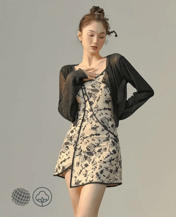Swimsuit 2-Piece  Women’s Print Cover-up Retro Elegant Slim Asymmetric Design Trendy Plus size womens Harajuku Beach Style Holiday Swimwear Casual Creativity Vintage Swimsuits for trending Woman in floral brown