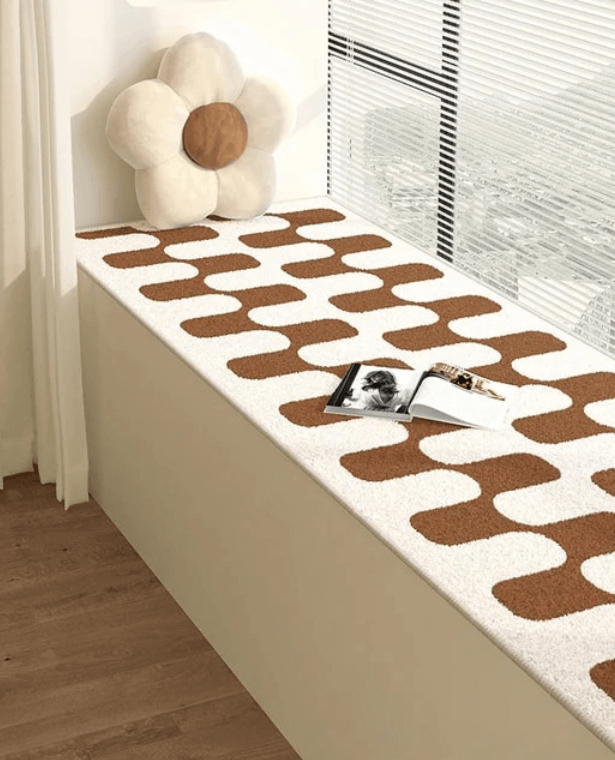 Retro Bay Window Mat brown   Thickened Carpet Bedroom Bedside Bed Rug Soft Carpets For Living Room Fluffy Anti-slip Mats in Coffee-brown