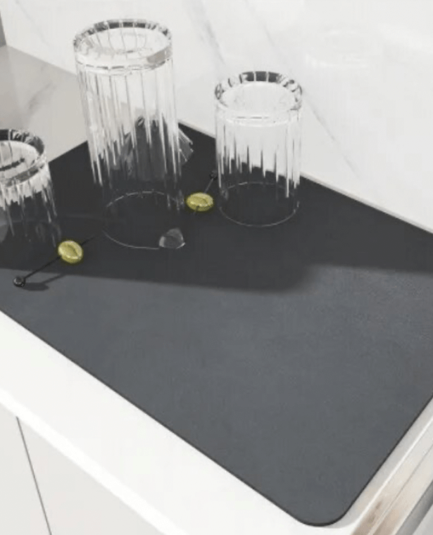 Absorbent Drainer Mat    Napa Skin Drain Pad  Rubber Dish Drying Super Mats Tableware Bottle Rugs Kitchen Dinnerware Placemat Decor Pads in trending Charcoal Gray grey