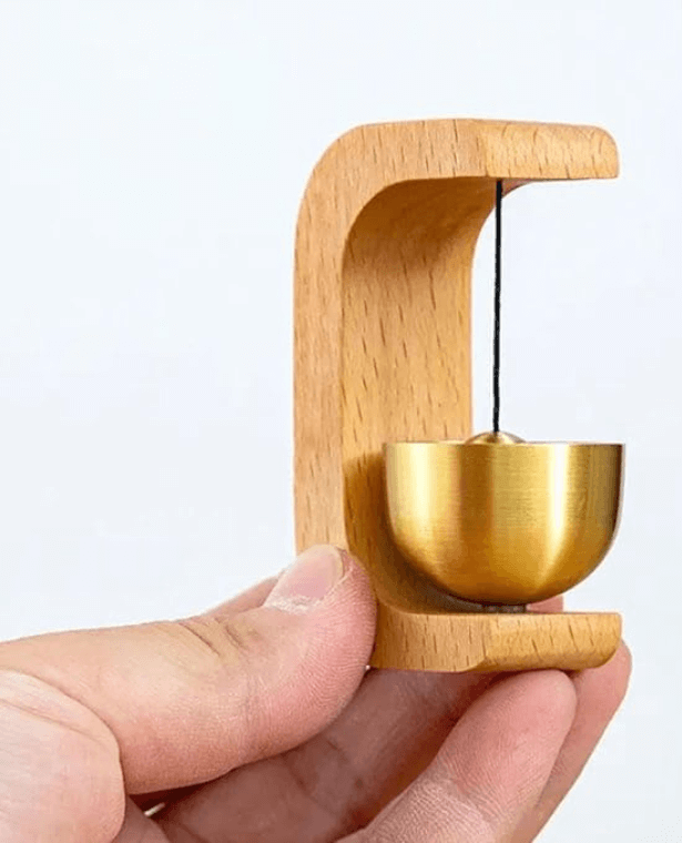 Magnet Beechwood Brass Doorbell  Wooden zen Bell Gentle Sound Entrance Decorative Doorbells Wind Chimes Fridge Magnet trending Cute Room Decor Entranceway Bells in light brown wood