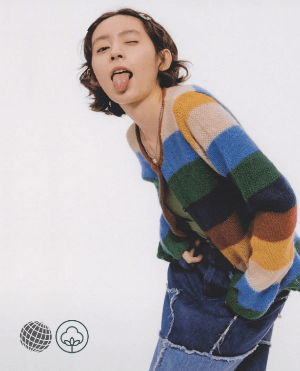 Classic Cardigan  Genderful Women’s Vintage Hip Hop Grunge Rainbow Cardigans Leisure Slim Crop Basic Round O-neck Lovely Students Harajuku Y2k Chic single breasted womens plus size Streetwear Spring Colorful multicolor striped Sweaters for trending Woman