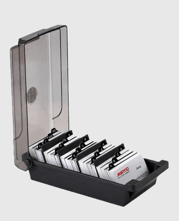 Index Card Box   ABS Black Large Capacity Desktop Business File Name Cards Cases Holder Storage Boxes Organizer Office Home Use