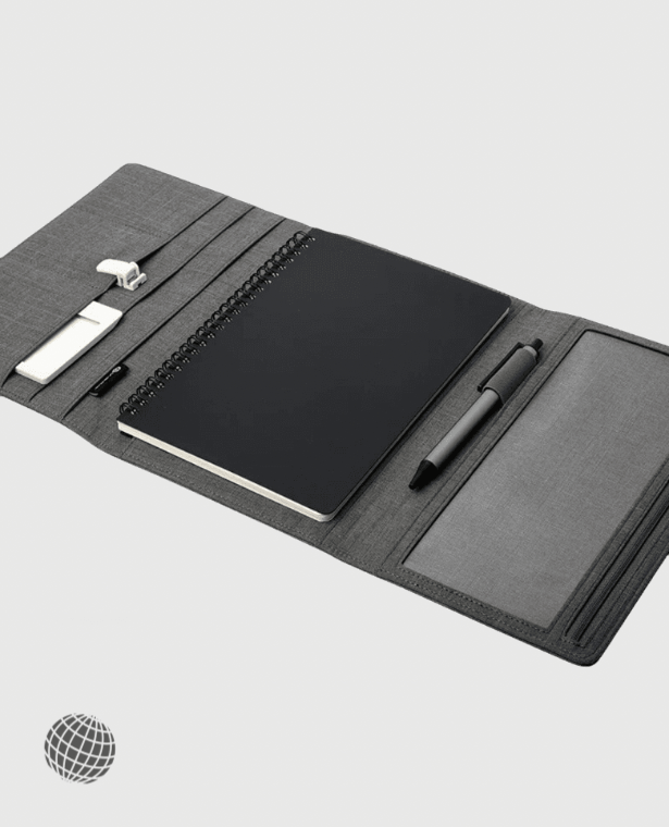 Waterproof Fabric Business Set  High quality Conference Gifts A5 Notebook Multifunctional Office Supplies Meeting Organizer in gray grey