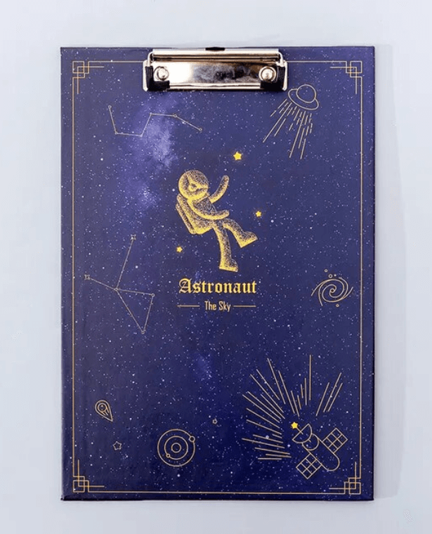 Starry Sky Clip Board A4   Creative Fantasy Learning Office Pad Writing Boards File Folder Report Folders Space Astronomy School supplies in dark blue Astronaut