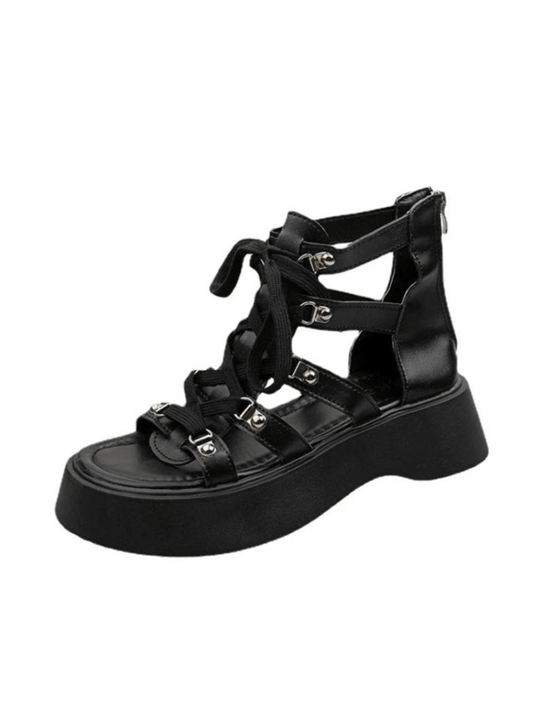 Cross Strap Sandals  Women’s Summer Back Zipper Designer Platform Sandalia Open Toe womens Shoes Vegan PU Faux Leather Gladiators Elegant Party Footwear for trending Woman in black