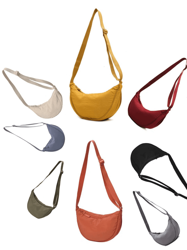 Round Mini Shoulder Bag    Genderful Anywear Unisex Women’s Men’s Solid Color Large Capacity Travel Crossbody Chest Half Moon mens womens Crescent Moon Bags Daily Cotton Filled Baggage for Man Woman in Khaki beige Uniqlo better free shipping in trending Yellow Burgundy red Black Gray Orange Army Green Blue Beige grey