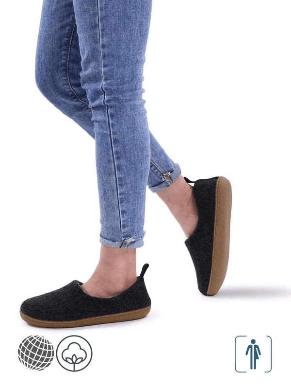 Cotton Slippers black   Genderful Anywear Unisex Women’s Men’s Winter Home Warm Felt heel assist Shoes Thick Soft Sole Bedroom Non Slip Heel Wrap Indoor Fuzzy men’s womens Footwear for trending Man Woman