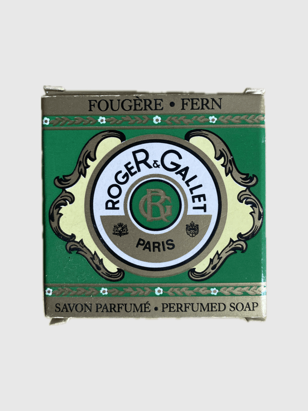 Roger & Gallet Soap Bar  Home hotel FOUGERE • FERN SAVON PARFUMÉ • PERFUMED SOAP soft skincare round fragrant bars NEUILLY CEDEX Paris France Trendy Bathroom accessories