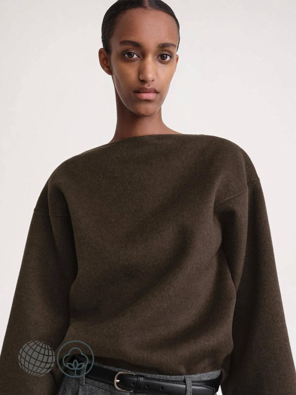 Nordic Wool Sweater  Women's Autumn Winter Spring Minimalist Style Top High Quality Woolen Woven womens Slashneck Sweaters Workwear Tops for woman in trending auburn brown Norway Scandinavia Scandinavian Norwegian fashion