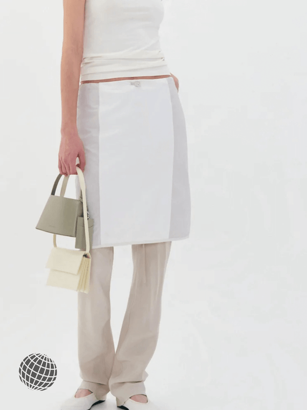 Low Classic Half Skirt white   Women’s Spring Summer Casual Simple Splice High Rise Waist Colored Wrapped Hip womens Half-skirt Style workwear Skirts for trending Woman in Light Gray grey