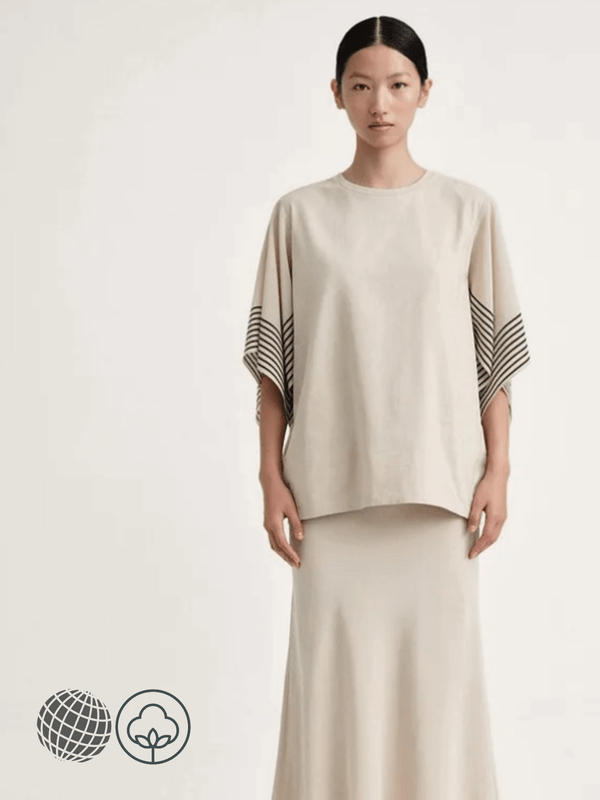 Splicing Sleeve T-Shirt   Women's spring summer casual commuting loose crewneck round o-neck short sleeved womens pullover tops T-shirts for trending Woman in Khaki white