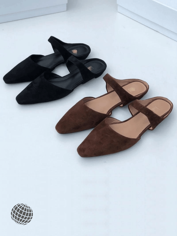 Leather Muller Shoes   Women’s TT retro handmade deerskin square toe with real leather bag head half drag low heel sandals Womens Footwear for trending woman in black brown