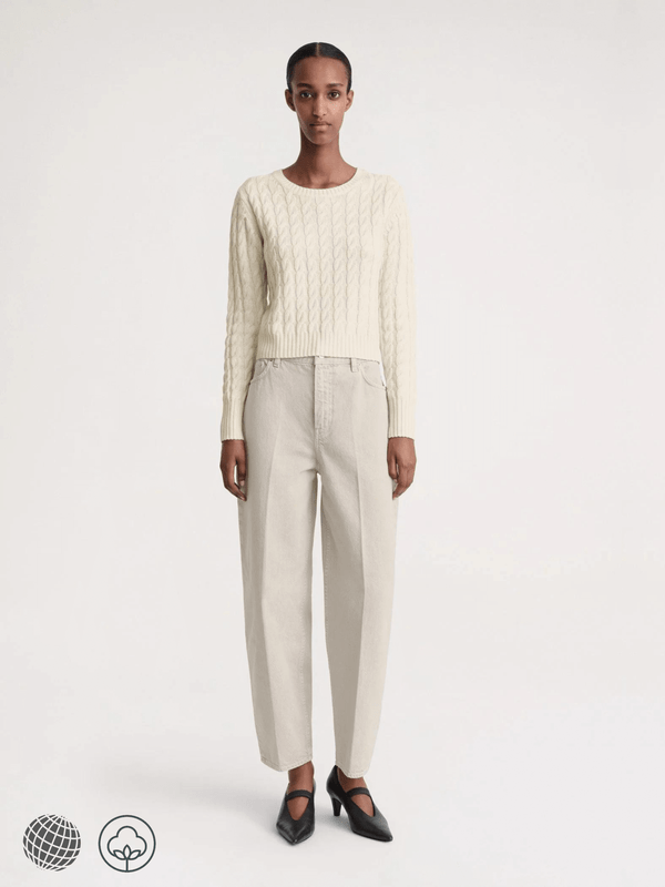 Cable-Knit Sweater   Women's Nordic Pure Woolen Fried Dough Twists Basic wool Knitting Pullover Autumn Winter Spring round neck womens pullovers Jumpers sweaters for trending woman in cream white TT Norway Scandinavia Scandinavian Norwegian fashion