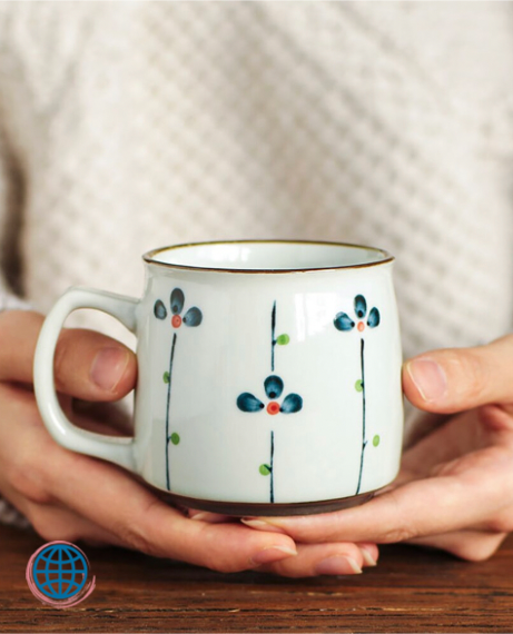 Hand-painted Ceramic Cup Tea Mug Unique Japanese Antiquity Sake Coffee Cups, 8.5oz Mini Breakfast Mugs Special Gift for Friend Trending