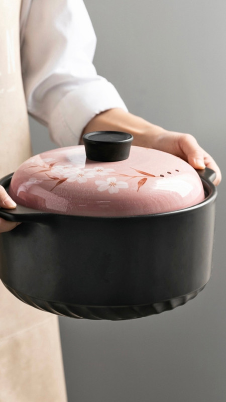 Cherry Blossom Japanese Casserole Gas Soup Pot Household Ceramic Porridge Soup Gas Stove Special Stew Pot Trending