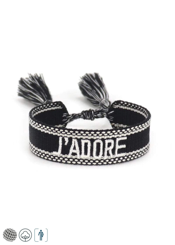Bohemian Bracelet black  Unisex Anywear Men’s Women’s Gothic Y2K Punkrock France French Look Bohemia JADORE Fashion Personalized Embroidery Wrist Knitted mens womens boho wristbands I Love You Goth tassel Bracelets J’Adore Love for trending Man Woman