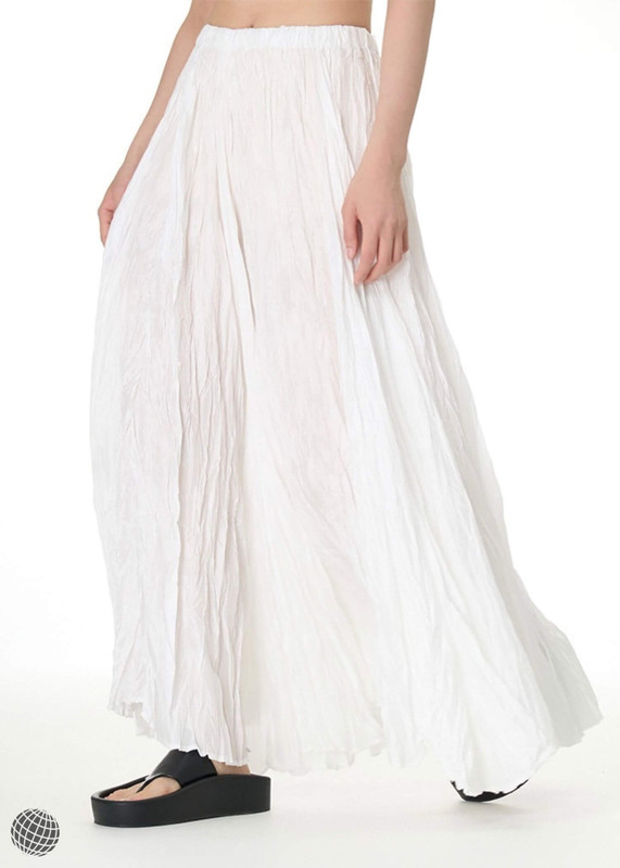 Wrinkled Skirt   Women's Elegant vertical pressure loose slimming oversized skirts for woman in white Spring summer womens trending fashion season
