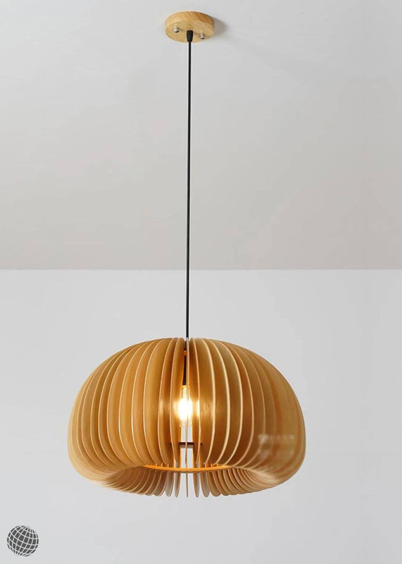 Japanese Art Wood Pendant Lamp   Modern bedroom Dining Room home Decorative wooden ceiling chandelier lamps Retro pumpkin style restaurant light trending lighting