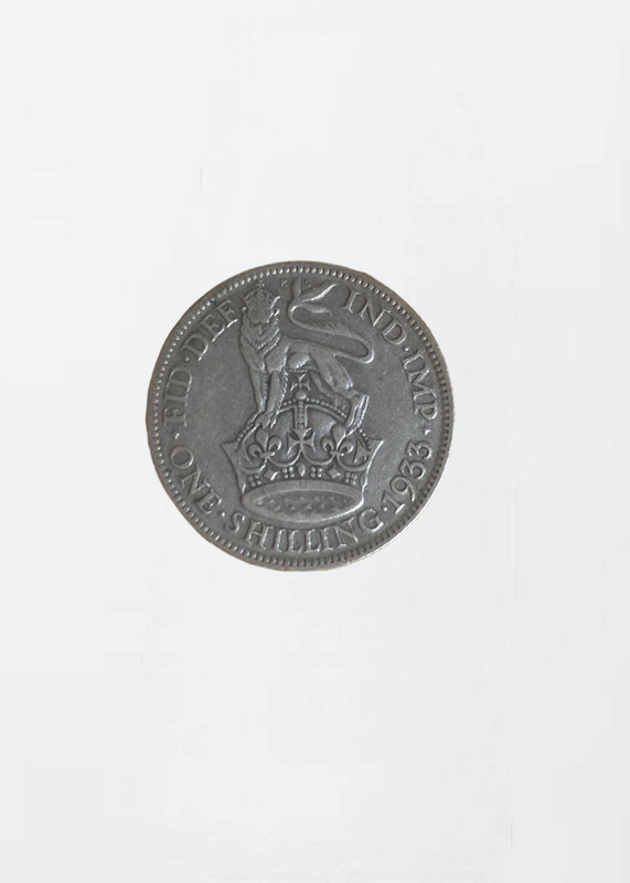 1933 Shilling Coin UK British silver coins Collectors coinage antique King George Vl 90th Birthday present Vintage gifting anniversary collection