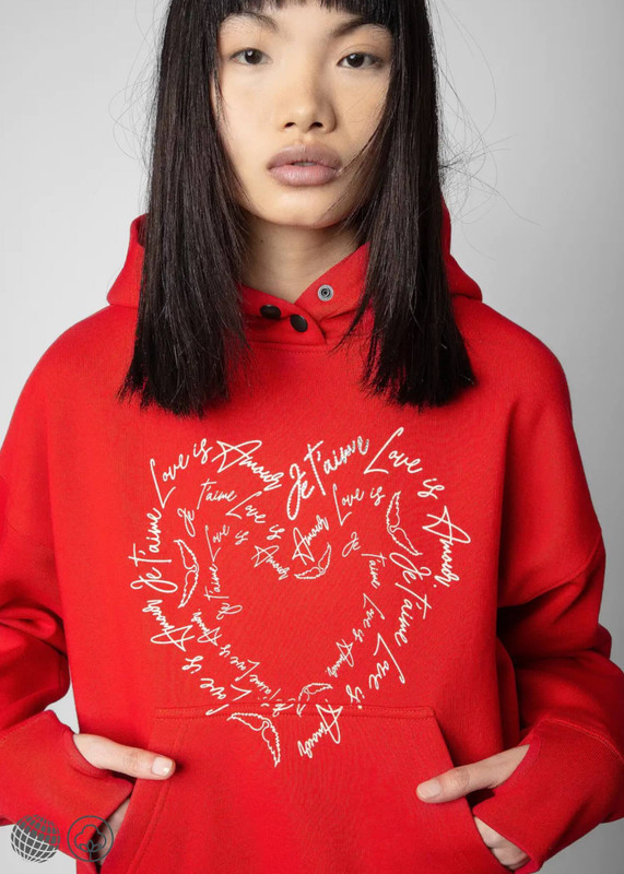 Mia Heart St-Valentine Sweatshirt  miteigi Women’s Zadig & Voltaire Letter Love Heart Print Crew Neck Long Sleeves Loose Pullovers Hooded sweatshirts for woman in red Spring Summer Fall Autumn womens trending fashion season crewneck sportswear hoodies