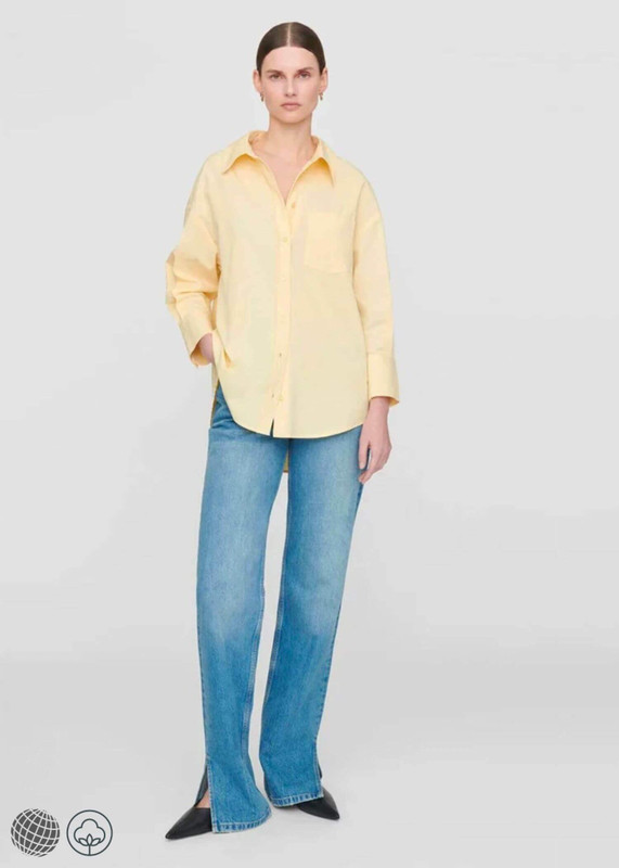 Mika Shirt yellow   miteigi Women's workwear Blouses Tops Versatile Senses Bottoming hem Pocket Annie Bing Brand Design Long sleeves turn-down collar Shirts for woman trending Spring Summer Fall Autumn womens Fashion season